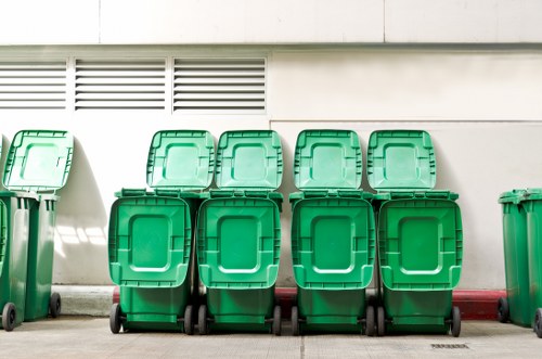 Professional rubbish removal team at work